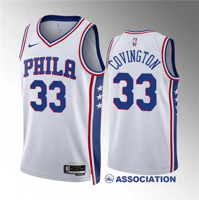 Men's Philadelphia 76ers #33 Robert Covington White Association Edition Stitched Jersey Dzhi